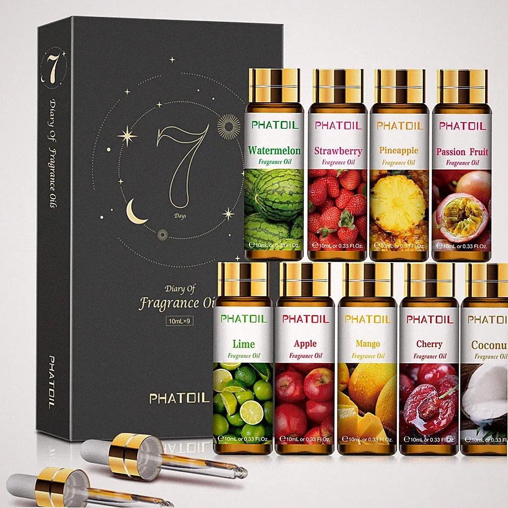 9PCS Fruity Fragrance Oils Gift Set, 10ml/0.33fl.oz for Soap,DIY Candle,Diffuser