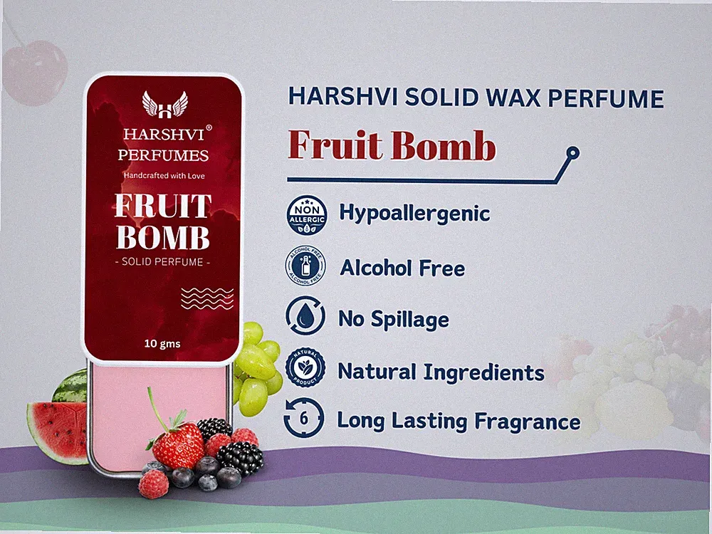 Fruit Bomb Solid Wax Perfume Balm | Unisex | No Alcohol | Sweet Fruity Fragrance