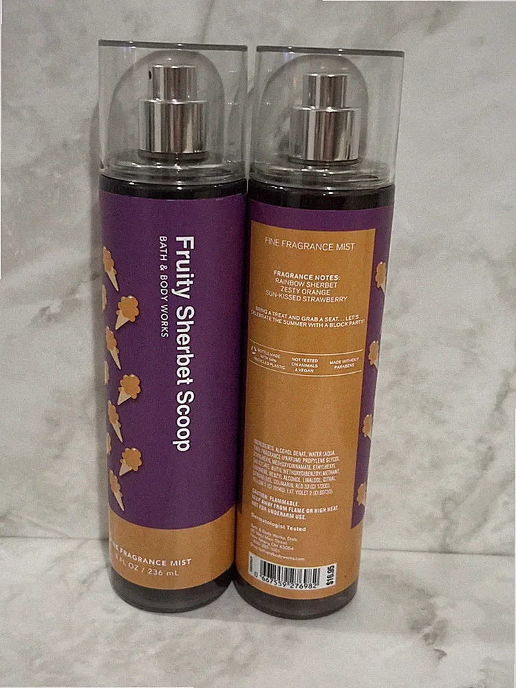 Lot of 2 Bath & Body Works Fruity Sherbet Scoop Fragrance Mist Body Spray 8 Oz