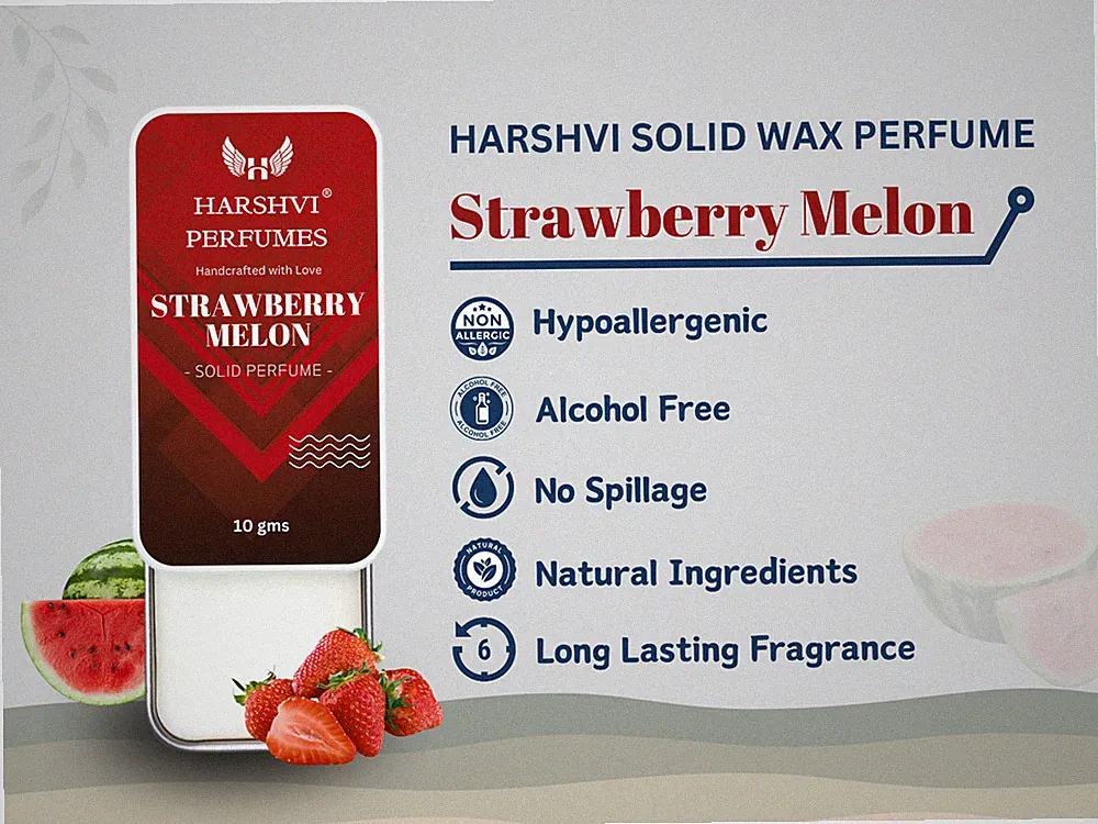 Strawberry Melon Solid Wax Perfume | Unisex | No Alcohol | Sweet Fruity Scent